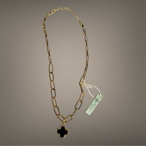 NWT Atterri Clover  Paperclip 📎 necklace cubic zirconia 17” + 3” extender